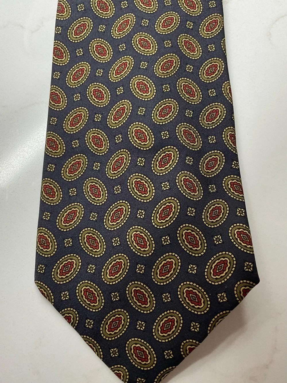 J Crew Classic and Stylish 100% Patterned Deep Navy Silk Tie - Men's Accessory